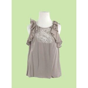 Tibi Women's Sleeveless Ruffle Sleeveless Silk Top Size 2‎